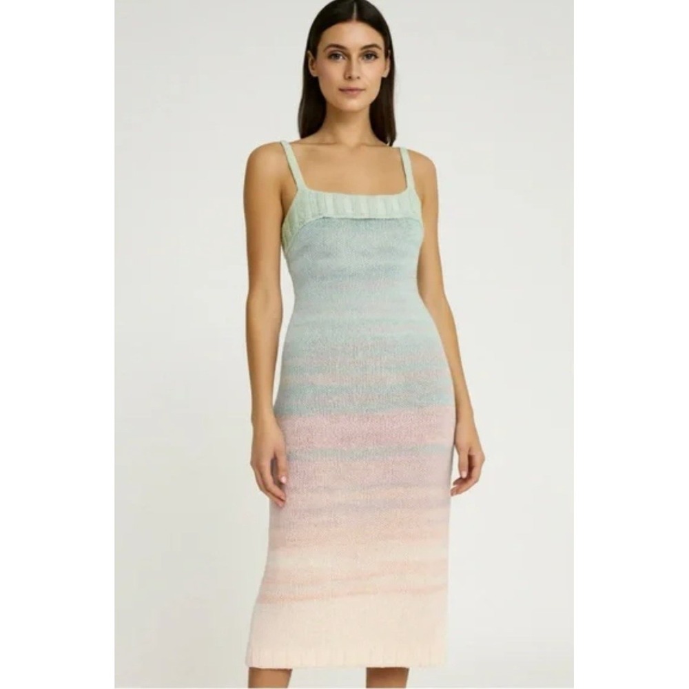 525‎ America Ombre Knit Midi Dress in Taffy Multicolor NEW Size XS